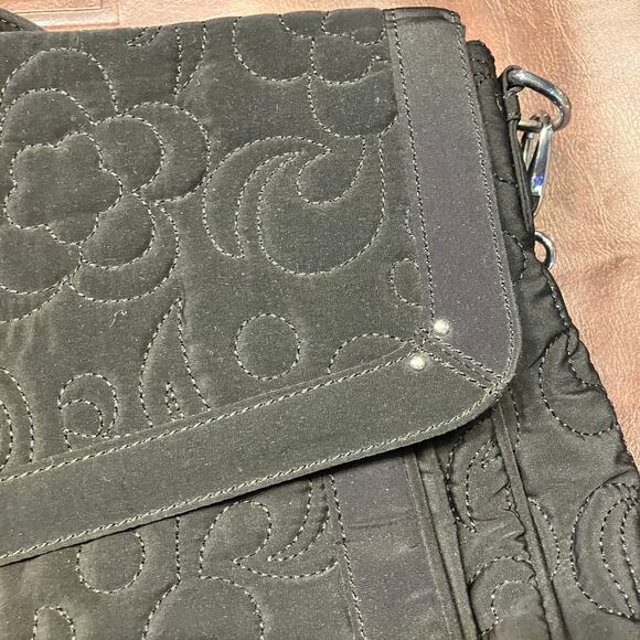 Vera Bradley Black Quilted Floral Laptop Messenger Bag Briefcase Adjustable‎ - Picture 3 of 16